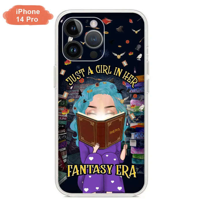 Custom Personalized Reading Book Phone Case - Gift Idea For Book Lovers - Just A Girl In Her Fantasy Era - Case For iPhone/ Samsung