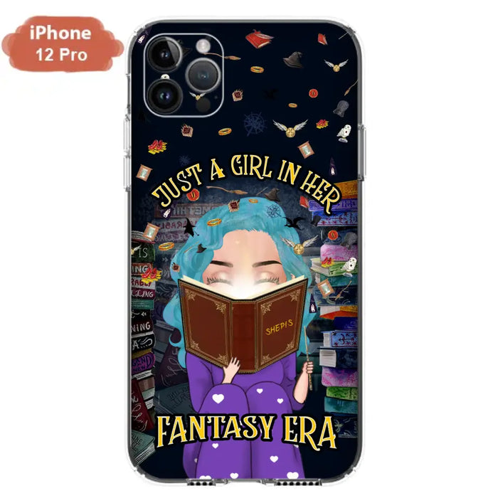 Custom Personalized Reading Book Phone Case - Gift Idea For Book Lovers - Just A Girl In Her Fantasy Era - Case For iPhone/ Samsung