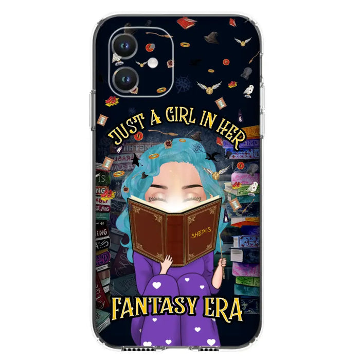 Custom Personalized Reading Book Phone Case - Gift Idea For Book Lovers - Just A Girl In Her Fantasy Era - Case For iPhone/ Samsung