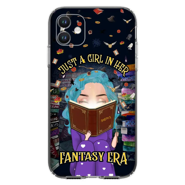 Custom Personalized Reading Book Phone Case - Gift Idea For Book Lovers - Just A Girl In Her Fantasy Era - Case For iPhone/ Samsung