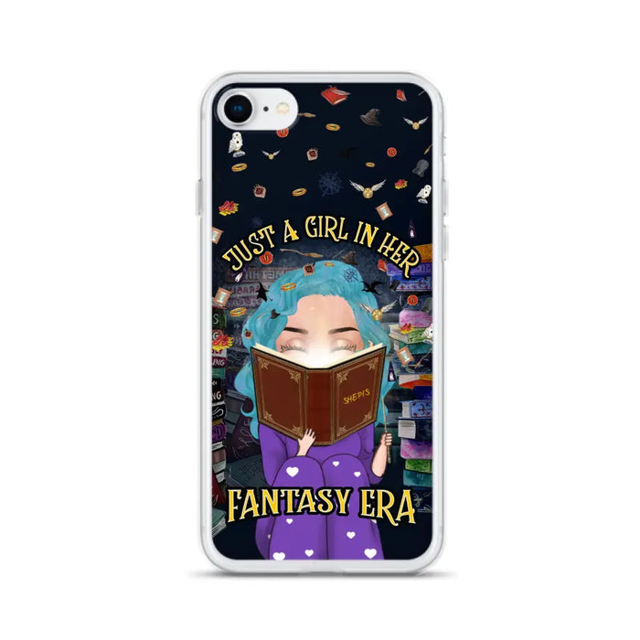 Custom Personalized Reading Book Phone Case - Gift Idea For Book Lovers - Just A Girl In Her Fantasy Era - Case For iPhone/ Samsung