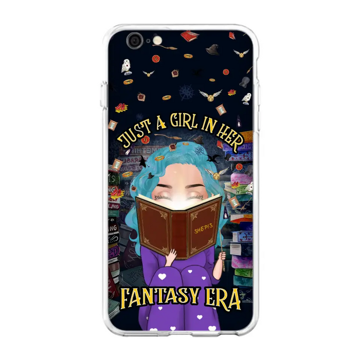 Custom Personalized Reading Book Phone Case - Gift Idea For Book Lovers - Just A Girl In Her Fantasy Era - Case For iPhone/ Samsung