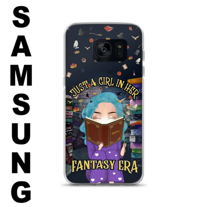 Custom Personalized Reading Book Phone Case - Gift Idea For Book Lovers - Just A Girl In Her Fantasy Era - Case For iPhone/ Samsung