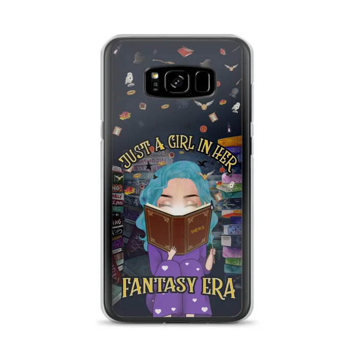 Custom Personalized Reading Book Phone Case - Gift Idea For Book Lovers - Just A Girl In Her Fantasy Era - Case For iPhone/ Samsung