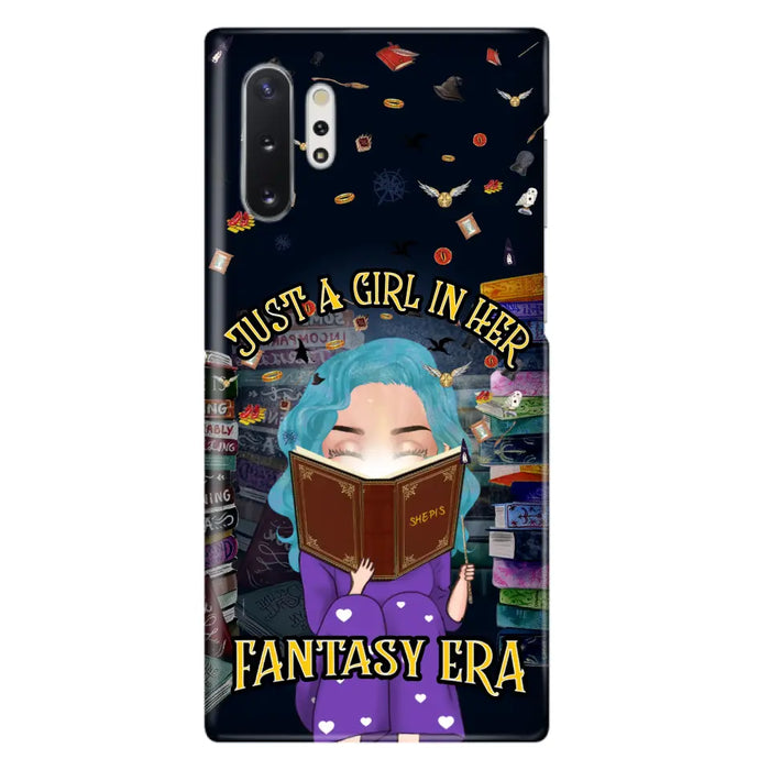 Custom Personalized Reading Book Phone Case - Gift Idea For Book Lovers - Just A Girl In Her Fantasy Era - Case For iPhone/ Samsung