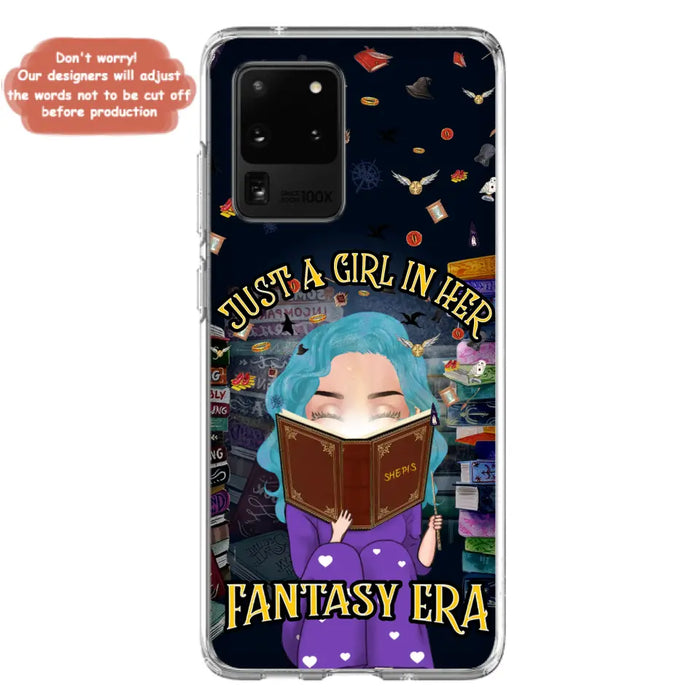 Custom Personalized Reading Book Phone Case - Gift Idea For Book Lovers - Just A Girl In Her Fantasy Era - Case For iPhone/ Samsung