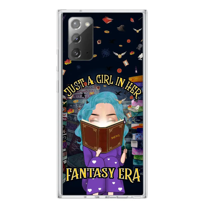 Custom Personalized Reading Book Phone Case - Gift Idea For Book Lovers - Just A Girl In Her Fantasy Era - Case For iPhone/ Samsung