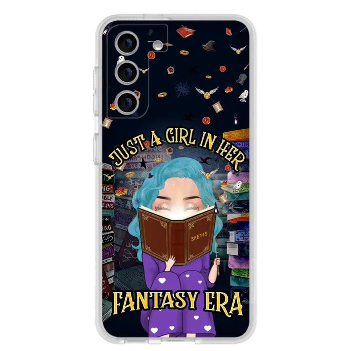 Custom Personalized Reading Book Phone Case - Gift Idea For Book Lovers - Just A Girl In Her Fantasy Era - Case For iPhone/ Samsung