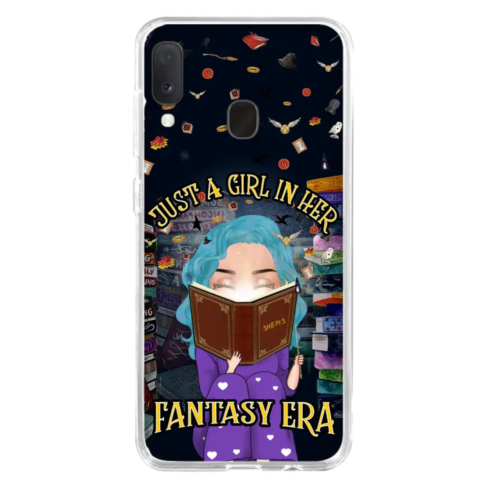 Custom Personalized Reading Book Phone Case - Gift Idea For Book Lovers - Just A Girl In Her Fantasy Era - Case For iPhone/ Samsung