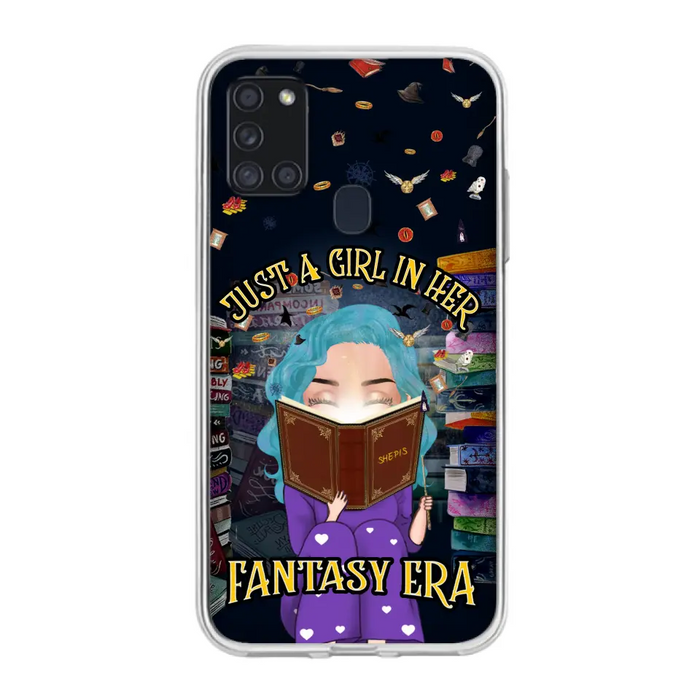 Custom Personalized Reading Book Phone Case - Gift Idea For Book Lovers - Just A Girl In Her Fantasy Era - Case For iPhone/ Samsung