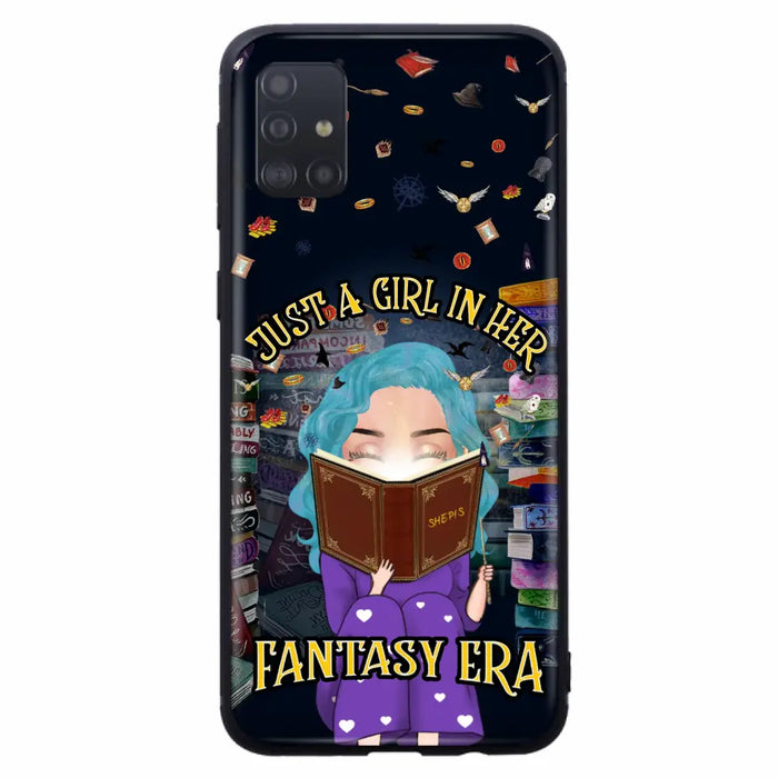 Custom Personalized Reading Book Phone Case - Gift Idea For Book Lovers - Just A Girl In Her Fantasy Era - Case For iPhone/ Samsung