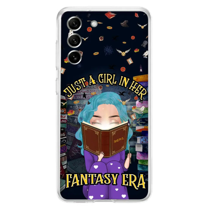 Custom Personalized Reading Book Phone Case - Gift Idea For Book Lovers - Just A Girl In Her Fantasy Era - Case For iPhone/ Samsung