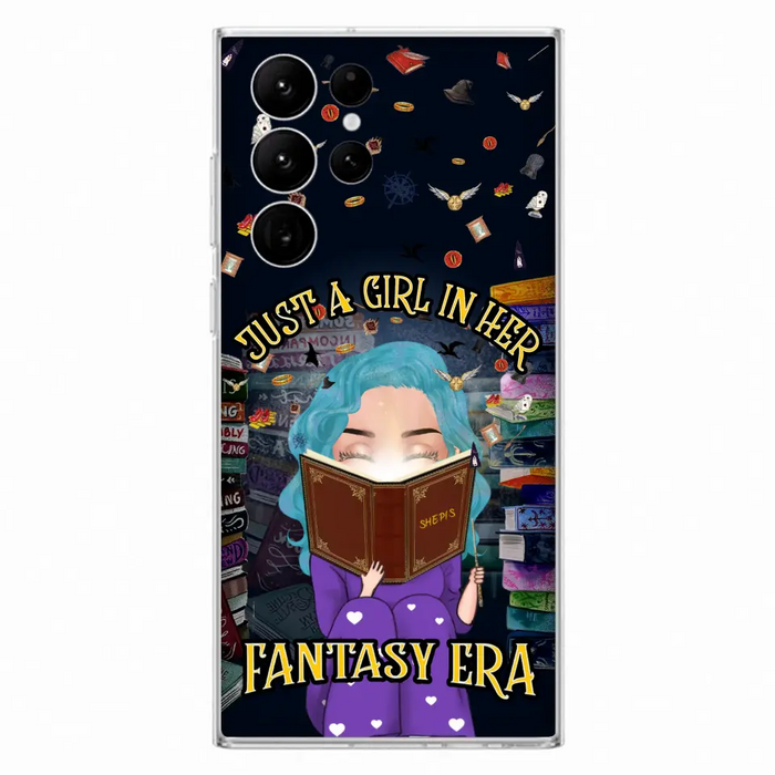 Custom Personalized Reading Book Phone Case - Gift Idea For Book Lovers - Just A Girl In Her Fantasy Era - Case For iPhone/ Samsung