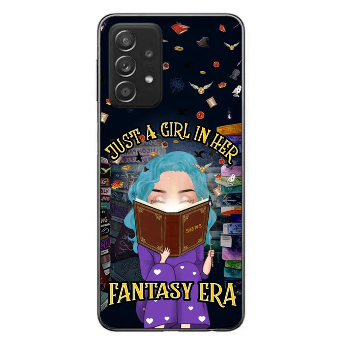 Custom Personalized Reading Book Phone Case - Gift Idea For Book Lovers - Just A Girl In Her Fantasy Era - Case For iPhone/ Samsung