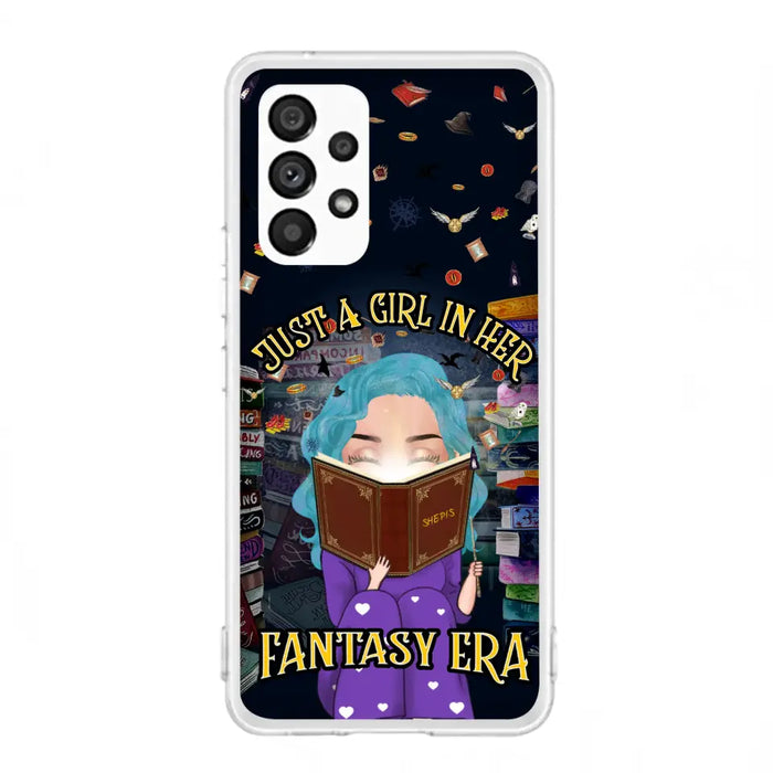 Custom Personalized Reading Book Phone Case - Gift Idea For Book Lovers - Just A Girl In Her Fantasy Era - Case For iPhone/ Samsung