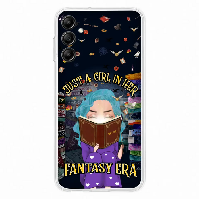 Custom Personalized Reading Book Phone Case - Gift Idea For Book Lovers - Just A Girl In Her Fantasy Era - Case For iPhone/ Samsung