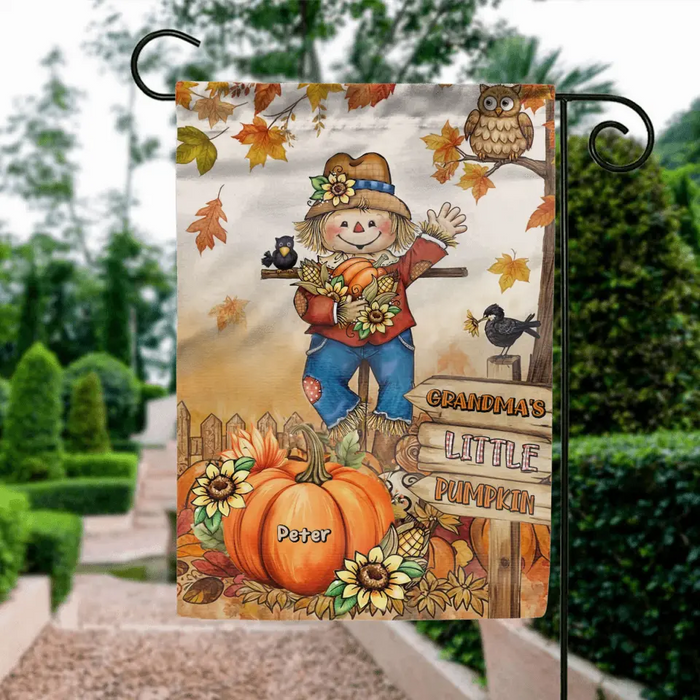 Custom Personalized Grandma's Little Pumpkins Flag Sign - Upto 10 Kids - Gift Idea To Grandma/ Mother