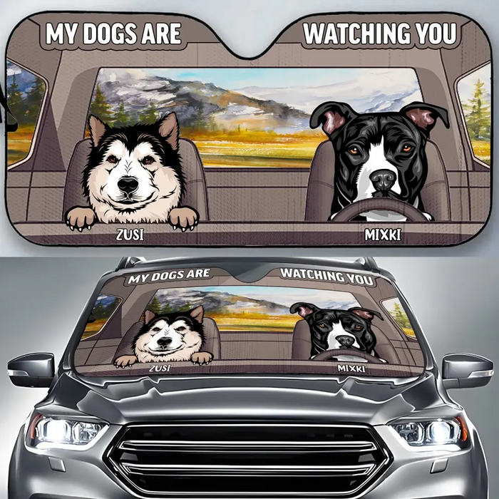 Custom Personalized Dog Car Sunshade - Upto 4 Dogs - Gift Idea For Dog Lover - Life Is Better With Dogs