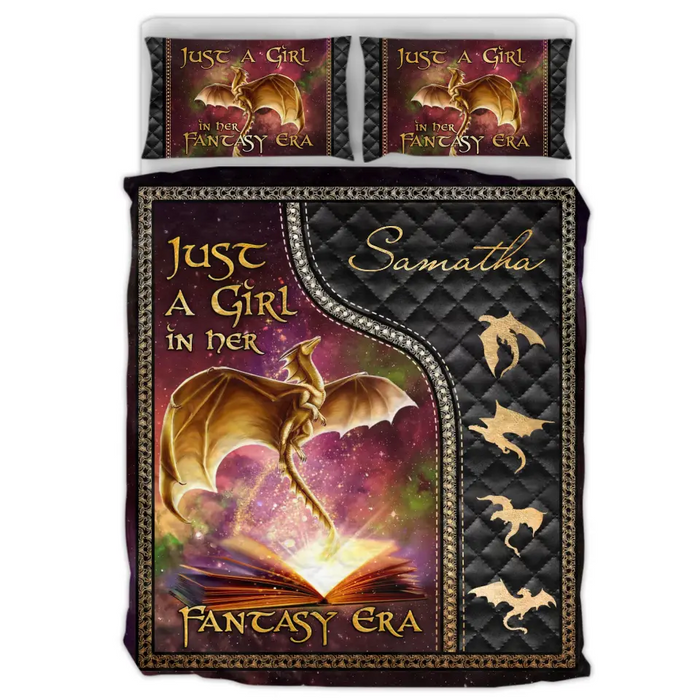 Custom Personalized Fantasy Book Reading Quilt Bed Sets - Gift Idea For Books Lover - Just A Girl In Her Fantasy Era