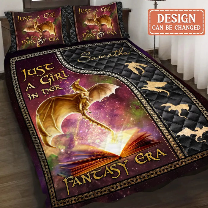 Custom Personalized Fantasy Book Reading Quilt Bed Sets - Gift Idea For Books Lover - Just A Girl In Her Fantasy Era