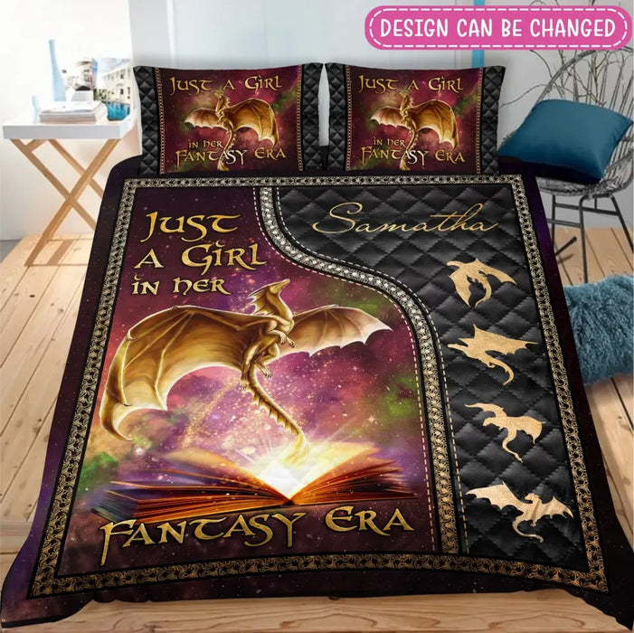 Custom Personalized Fantasy Book Reading Quilt Bed Sets - Gift Idea For Books Lover - Just A Girl In Her Fantasy Era