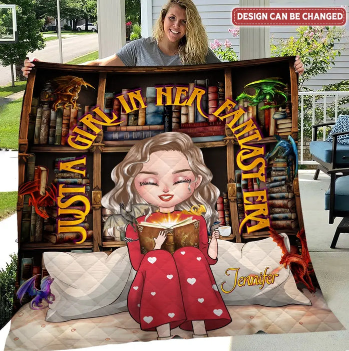 Personalized Fantasy Reading Book Quilt/Fleece Throw Blanket - Gift Idea For Book Lovers - Just A Girl In Her Fantasy Era