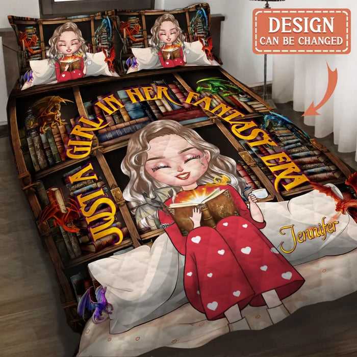 Custom Personalized Fantasy Reading Book Quilt Bed Sets - Gift Idea For Book Lover - Just A Girl In Her Fantasy Era