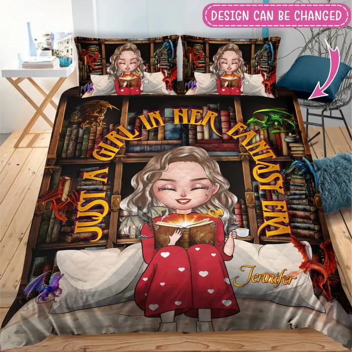 Custom Personalized Fantasy Reading Book Quilt Bed Sets - Gift Idea For Book Lover - Just A Girl In Her Fantasy Era