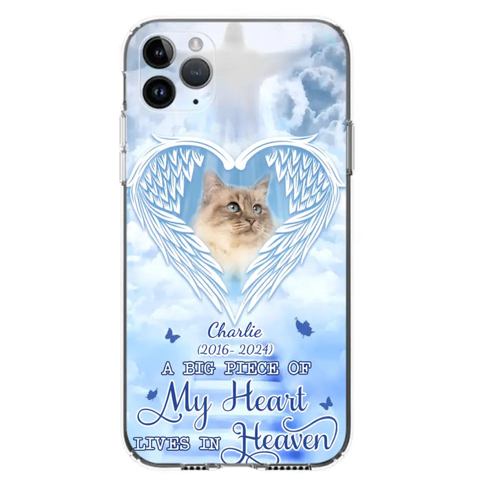 Custom Personalized Memorial Pet Phone Case - Upload Photo - Memorial Gift Idea For Pet Owner - A Big Piece Of My Heart Lives In Heaven - Case For iPhone/ Samsung