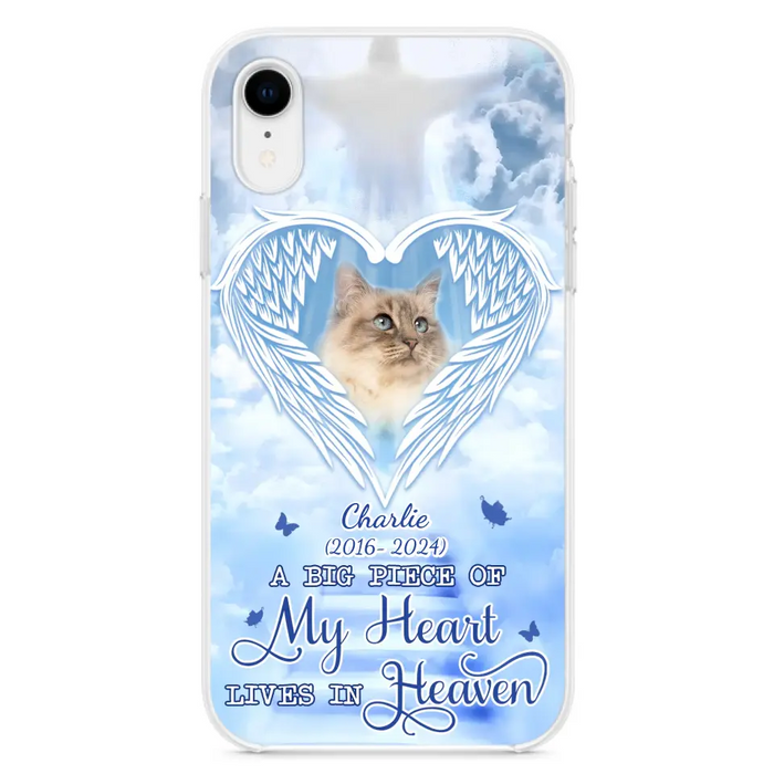 Custom Personalized Memorial Pet Phone Case - Upload Photo - Memorial Gift Idea For Pet Owner - A Big Piece Of My Heart Lives In Heaven - Case For iPhone/ Samsung