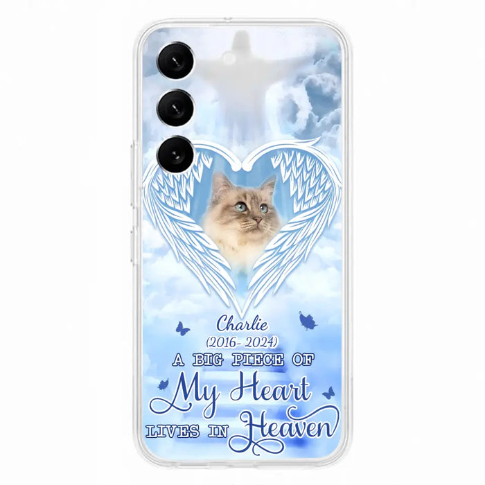 Custom Personalized Memorial Pet Phone Case - Upload Photo - Memorial Gift Idea For Pet Owner - A Big Piece Of My Heart Lives In Heaven - Case For iPhone/ Samsung