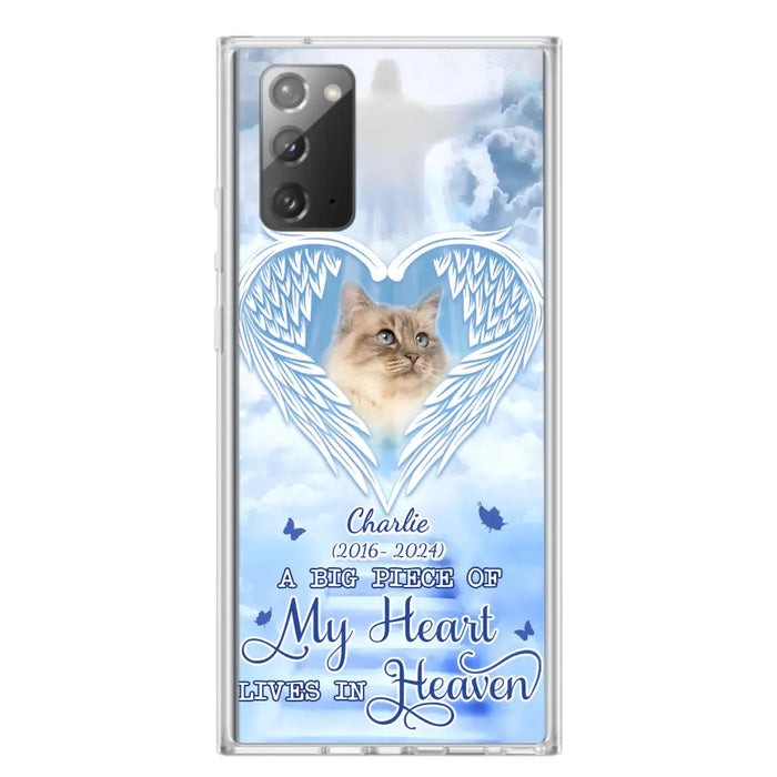 Custom Personalized Memorial Pet Phone Case - Upload Photo - Memorial Gift Idea For Pet Owner - A Big Piece Of My Heart Lives In Heaven - Case For iPhone/ Samsung