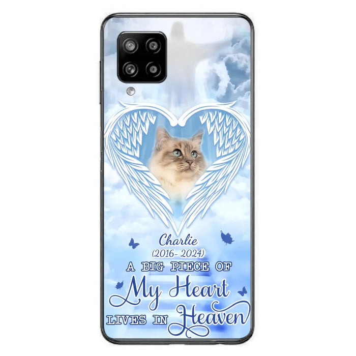 Custom Personalized Memorial Pet Phone Case - Upload Photo - Memorial Gift Idea For Pet Owner - A Big Piece Of My Heart Lives In Heaven - Case For iPhone/ Samsung