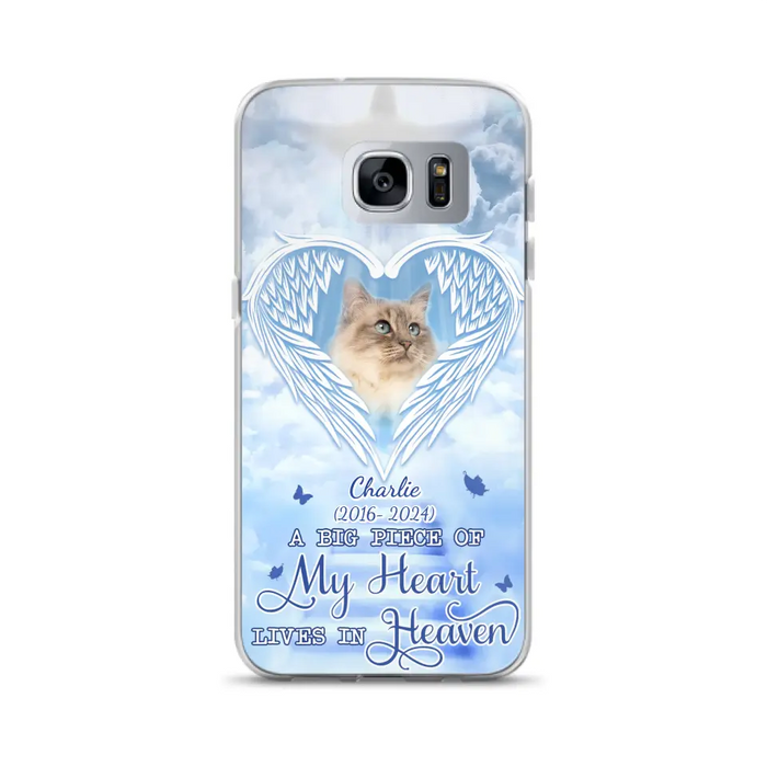 Custom Personalized Memorial Pet Phone Case - Upload Photo - Memorial Gift Idea For Pet Owner - A Big Piece Of My Heart Lives In Heaven - Case For iPhone/ Samsung