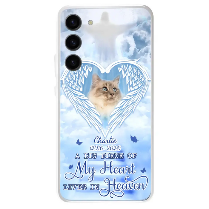 Custom Personalized Memorial Pet Phone Case - Upload Photo - Memorial Gift Idea For Pet Owner - A Big Piece Of My Heart Lives In Heaven - Case For iPhone/ Samsung