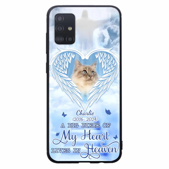 Custom Personalized Memorial Pet Phone Case - Upload Photo - Memorial Gift Idea For Pet Owner - A Big Piece Of My Heart Lives In Heaven - Case For iPhone/ Samsung