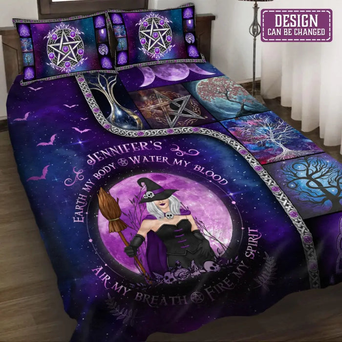 Custom Personalized Magic Witch Purple Velvet Quilt Bed Sets - Gift Idea For Witch Lovers - The Soul Of A Witch The Fire Of A Lioness The Heart Of A Hippie The Mouth Of A Sailor