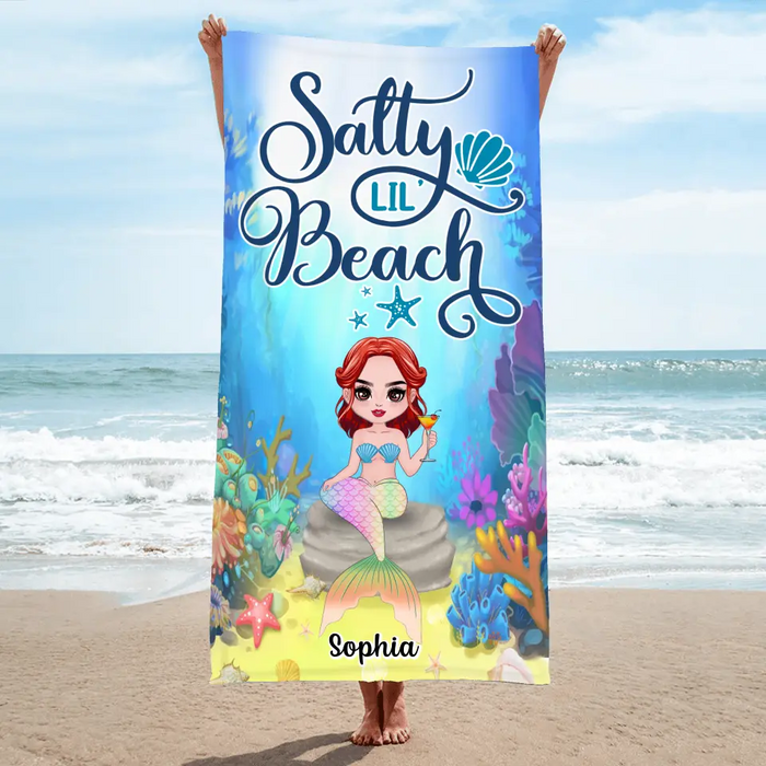 Custom Personalized Mermaid Beach Towel - Gift Idea For Mermaid Lovers - Salty Lil Beach