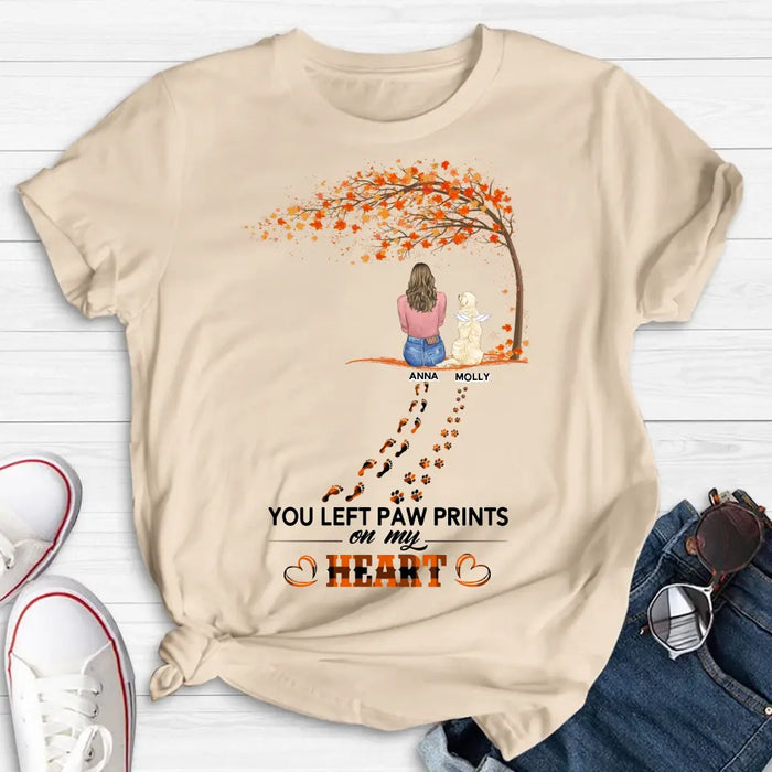 Custom Personalized Memorial Paw Prints Shirt/ Hoodie - Memorial Gift For Pet Lover - Upto 6 Dogs/ Cats/ Rabbits - Never Walk Alone