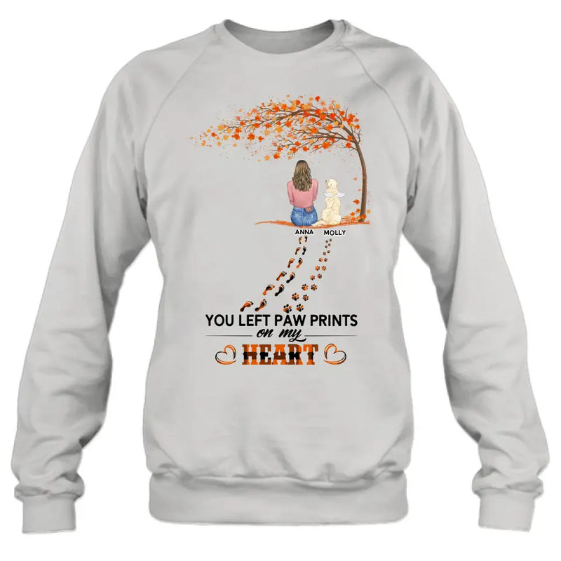Personalized Memorial Paw Prints Shirt/Hoodie - Memorial Gift For Pet Lover - Up to 6 Dogs/Cats/Rabbits - Never Walk Alone