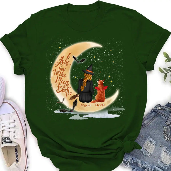 Custom Personalized Witch Dog T-shirt/ Long Sleeve/ Sweatshirt/ Hoodie - Gift Idea For Dog Lover - I Love You To The Moon & Back