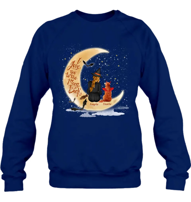 Custom Personalized Witch Dog T-shirt/ Long Sleeve/ Sweatshirt/ Hoodie - Gift Idea For Dog Lover - I Love You To The Moon & Back