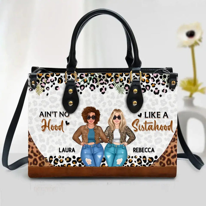 Custom Personalized Friend PU Leather Handbag With Long Straps - Gift Idea For Bestie/ Friend - Ain't No Hood Like a Sistahood