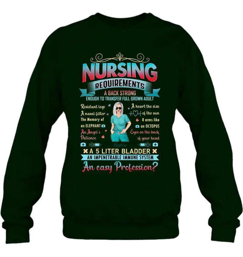 Personalized Nurse T-shirt/Long Sleeve/Sweatshirt/Hoodie - Nurse/Birthday Gift Idea - Nursing Requirements
