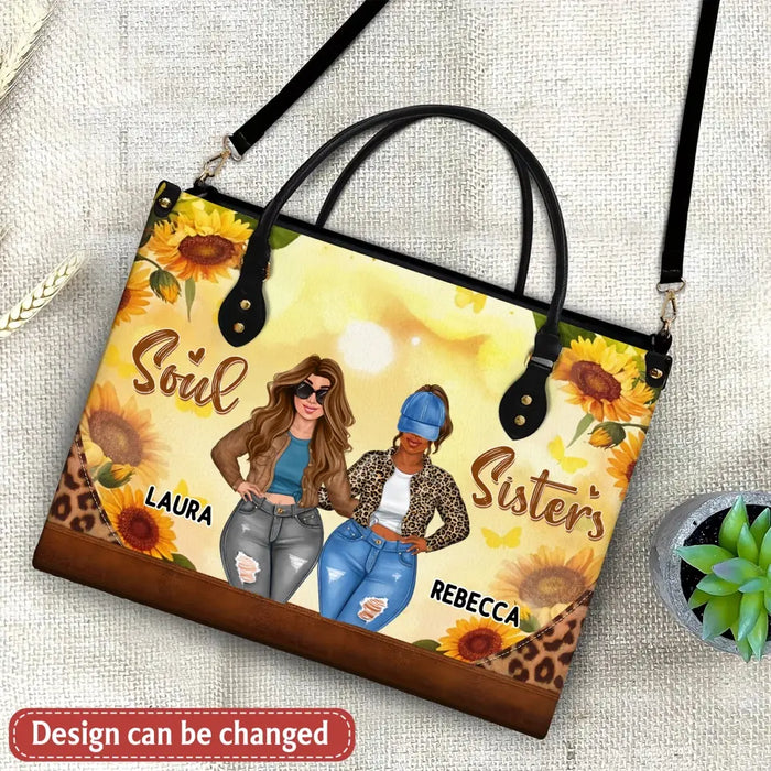 Custom Personalized Besties PU Leather Handbag with Long Straps - Gift Idea For Friends/ Besties/ Birthday - Life Is Better With Besties