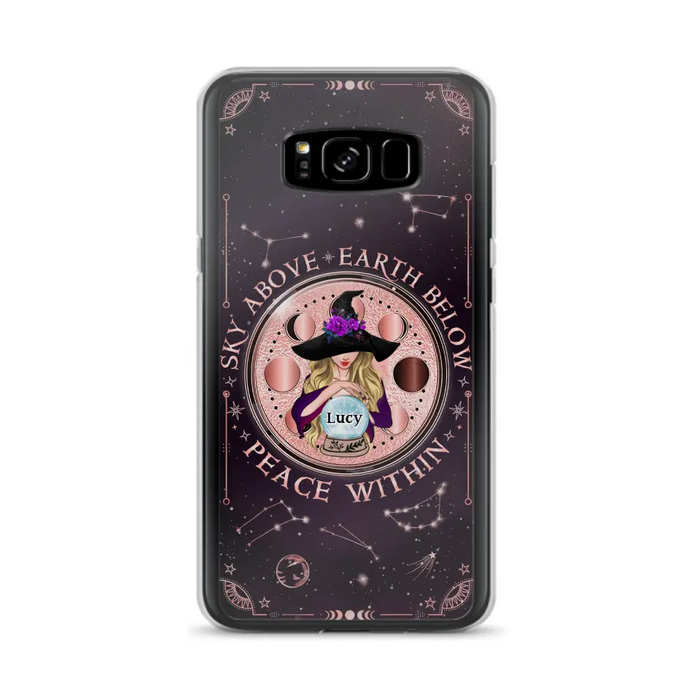 Custom Personalized Witch Phone Case - Gift Idea For Witch Lover - Sky Above Earth Below Peace Within - Case for iPhone/ Samsung