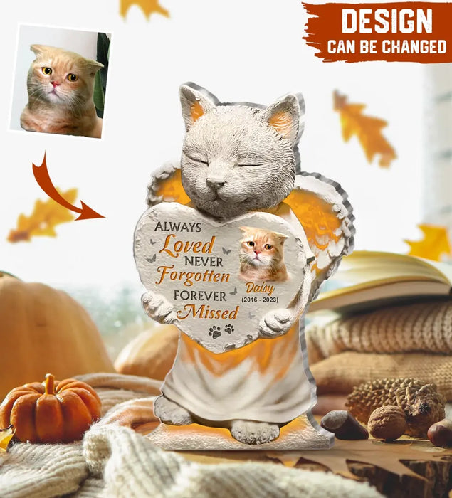Personalized Memorial Acrylic Plaque - Memorial Gift Idea For Christmas/Cat Lover - Upload Cat Photo - No Longer By Our Side But Forever In Our Hearts
