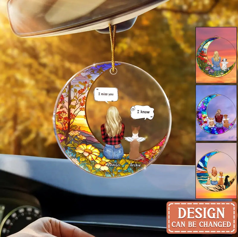 Personalized Memorial Pet Suncatcher Car Acrylic Ornament - Memorial Gift Idea For Dog/Cat/Rabbit Owners - I Miss You