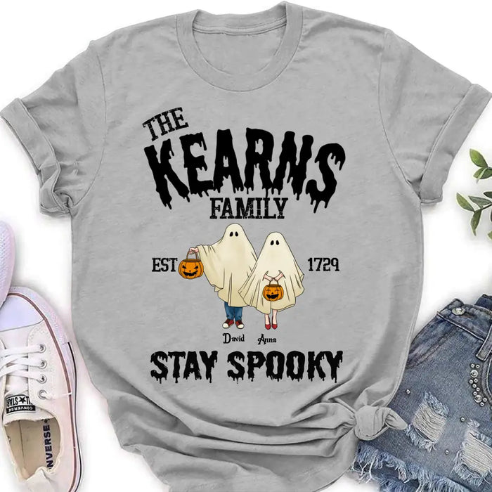 Custom Personalized Spooky Family T-shirt/ Long Sleeve/ Sweatshirt/ Hoodie - Gift Idea For Family/ Halloween - Parents/ Couple With Upto 3 Kids And 3 Dogs/Cats