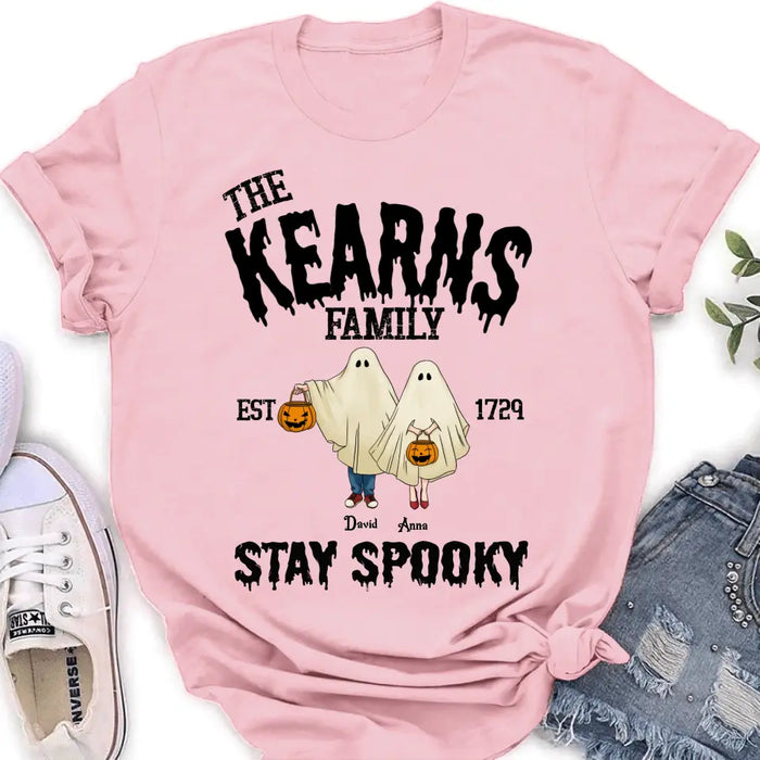 Custom Personalized Spooky Family T-shirt/ Long Sleeve/ Sweatshirt/ Hoodie - Gift Idea For Family/ Halloween - Parents/ Couple With Upto 3 Kids And 3 Dogs/Cats